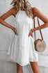 Scalloped Eyelet Halter Trapeze Mini Dress