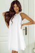 Scalloped Eyelet Halter Trapeze Mini Dress