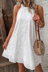 Scalloped Eyelet Halter Trapeze Mini Dress
