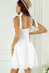 Scalloped Eyelet Halter Trapeze Mini Dress