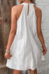 Scalloped Eyelet Halter Trapeze Mini Dress