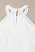 Scalloped Eyelet Halter Trapeze Mini Dress