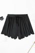 Scalloped Hem Drawstring Waist Pull On Shorts