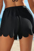 Scalloped Hem Drawstring Waist Pull On Shorts