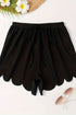 Scalloped Hem Drawstring Waist Pull On Shorts
