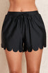 Scalloped Hem Drawstring Waist Pull On Shorts