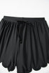 Scalloped Hem Drawstring Waist Pull On Shorts