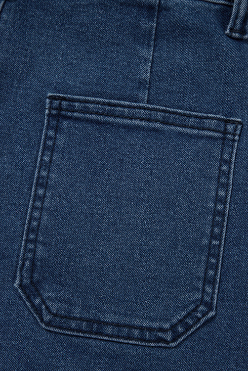 Scalloped Hem High Waist Vintage Wash Denim Shorts