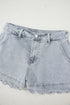 Scalloped Hem High Waist Vintage Wash Denim Shorts