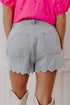 Scalloped Hem High Waist Vintage Wash Denim Shorts