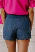 Scalloped Hem High Waist Vintage Wash Denim Shorts