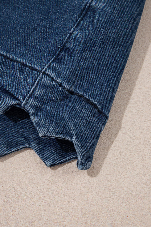Scalloped Hem High Waist Vintage Wash Denim Shorts