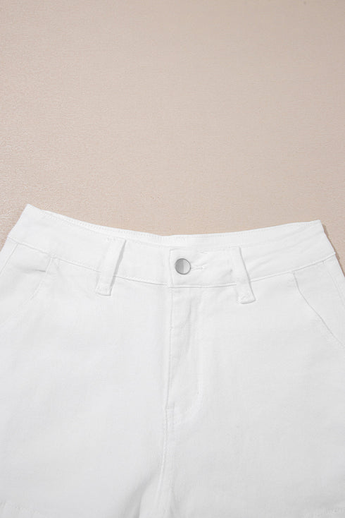 Scalloped Hem High Waist Vintage Wash Denim Shorts