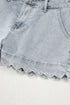 Scalloped Hem High Waist Vintage Wash Denim Shorts