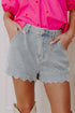 Scalloped Hem High Waist Vintage Wash Denim Shorts