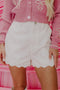 Scalloped Hem High Waist Vintage Wash Denim Shorts