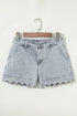 Scalloped Hem High Waist Vintage Wash Denim Shorts