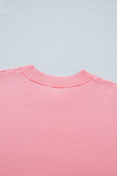 Scalloped Hem Textured Knit Short Sleeve Sweater