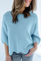Scalloped Hem Textured Knit Short Sleeve Sweater