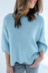 Scalloped Hem Textured Knit Short Sleeve Sweater