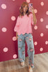 Scalloped Hem Textured Knit Short Sleeve Sweater