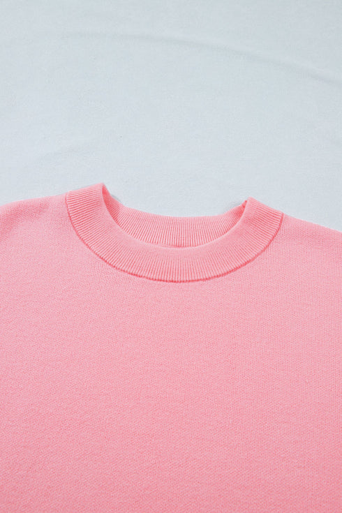 Scalloped Hem Textured Knit Short Sleeve Sweater