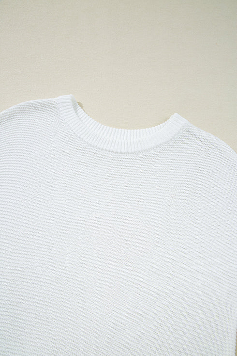 Scalloped Hem Textured Knit Short Sleeve Top