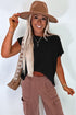 Scalloped Hem Textured Knit Short Sleeve Top