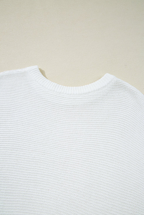 Scalloped Hem Textured Knit Short Sleeve Top