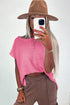 Scalloped Hem Textured Knit Short Sleeve Top