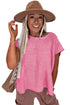 Scalloped Hem Textured Knit Short Sleeve Top