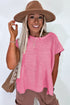 Scalloped Hem Textured Knit Short Sleeve Top