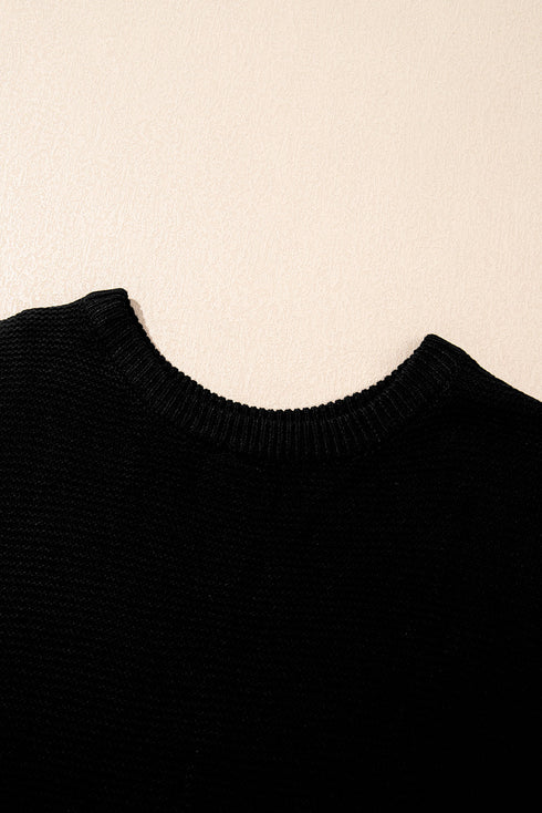 Scalloped Hem Textured Knit Short Sleeve Top