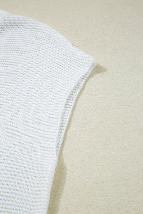 Scalloped Hem Textured Knit Short Sleeve Top