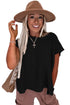 Scalloped Hem Textured Knit Short Sleeve Top