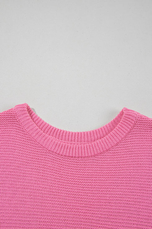 Scalloped Hem Textured Knit Short Sleeve Top