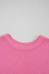 Scalloped Hem Textured Knit Short Sleeve Top