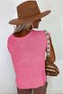 Scalloped Hem Textured Knit Short Sleeve Top