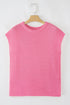 Scalloped Hem Textured Knit Short Sleeve Top