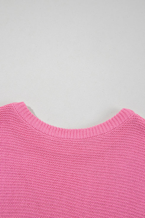 Scalloped Hem Textured Knit Short Sleeve Top