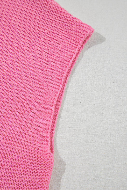 Scalloped Hem Textured Knit Short Sleeve Top