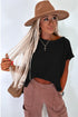 Scalloped Hem Textured Knit Short Sleeve Top