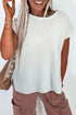 Scalloped Hem Textured Knit Short Sleeve Top