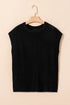 Scalloped Hem Textured Knit Short Sleeve Top