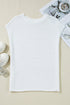 Scalloped Hem Textured Knit Short Sleeve Top