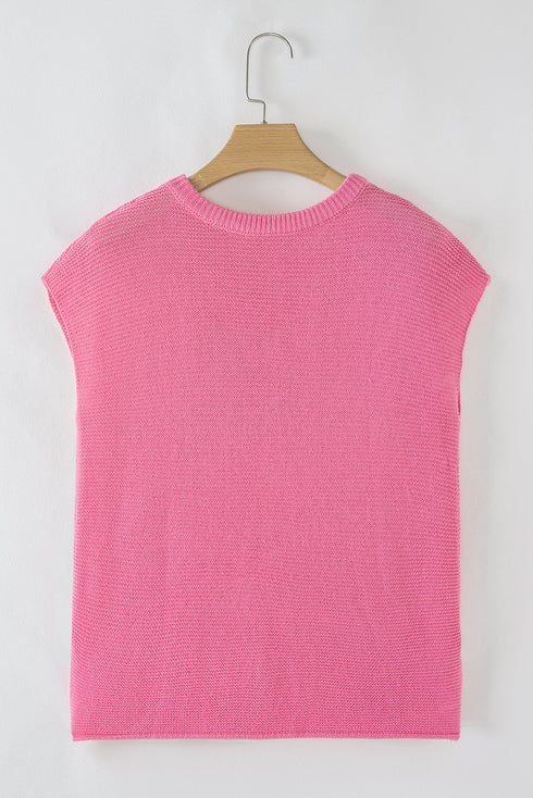 Scalloped Hem Textured Knit Short Sleeve Top