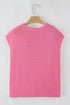 Scalloped Hem Textured Knit Short Sleeve Top