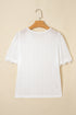 Scalloped Lace Trim Textured Jacquard Short Sleeve Top
