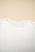 Scalloped Lace Trim Textured Jacquard Short Sleeve Top