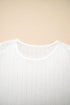 Scalloped Lace Trim Textured Jacquard Short Sleeve Top